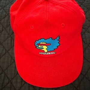 Supreme Red Hat with Blue and Yellow Embroidery